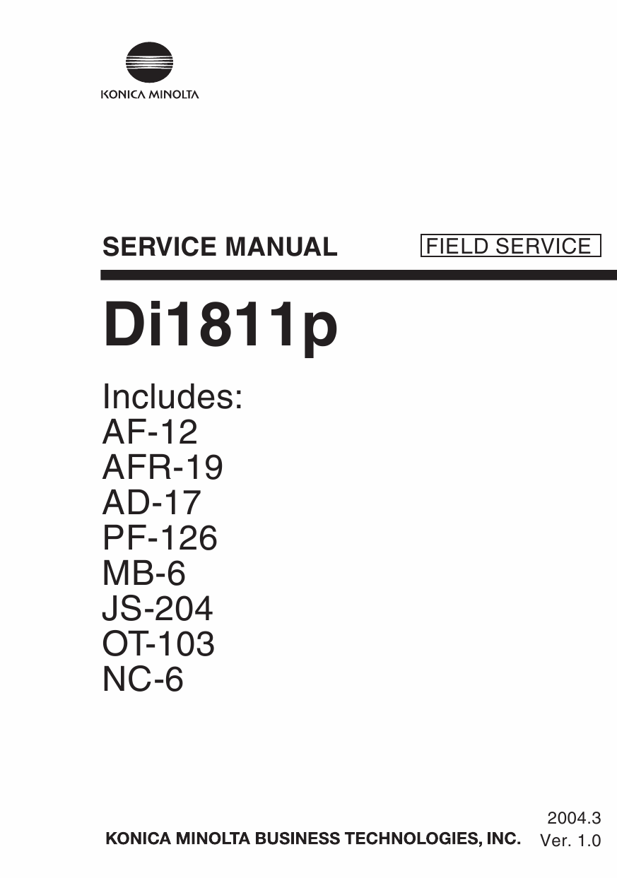 Konica-Minolta MINOLTA Di1811p FIELD-SERVICE Service Manual-1